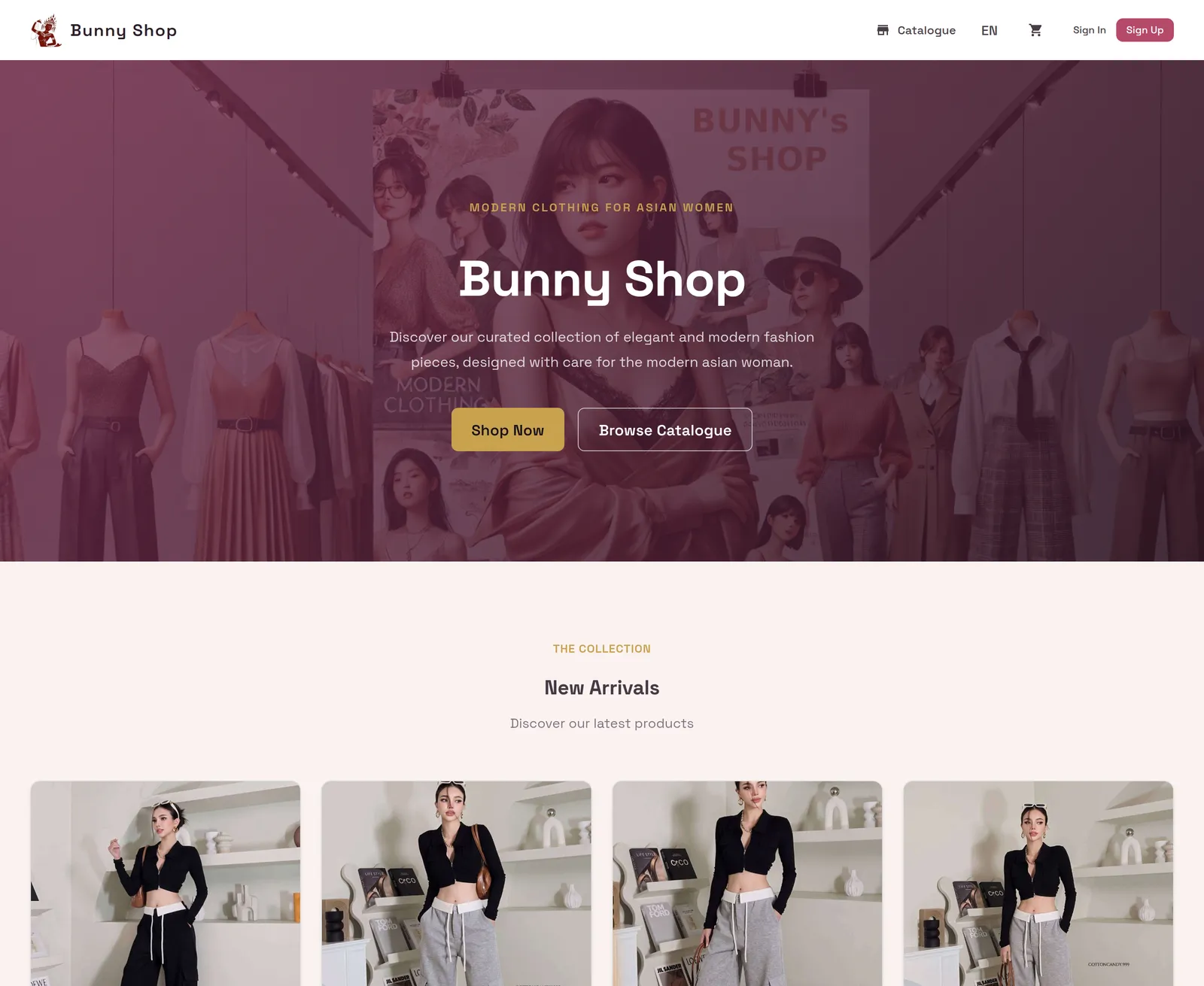 Bunny Shop — page d'accueil de la boutique et nouveautés